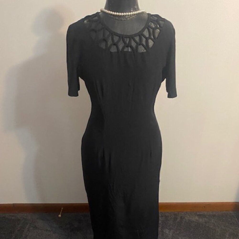 Gaccina Vintage Black Cutout Bodice dress, size 8